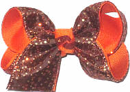 Toddler Fall Color Metallic Dots over Orange Double Layer Overlay Bow